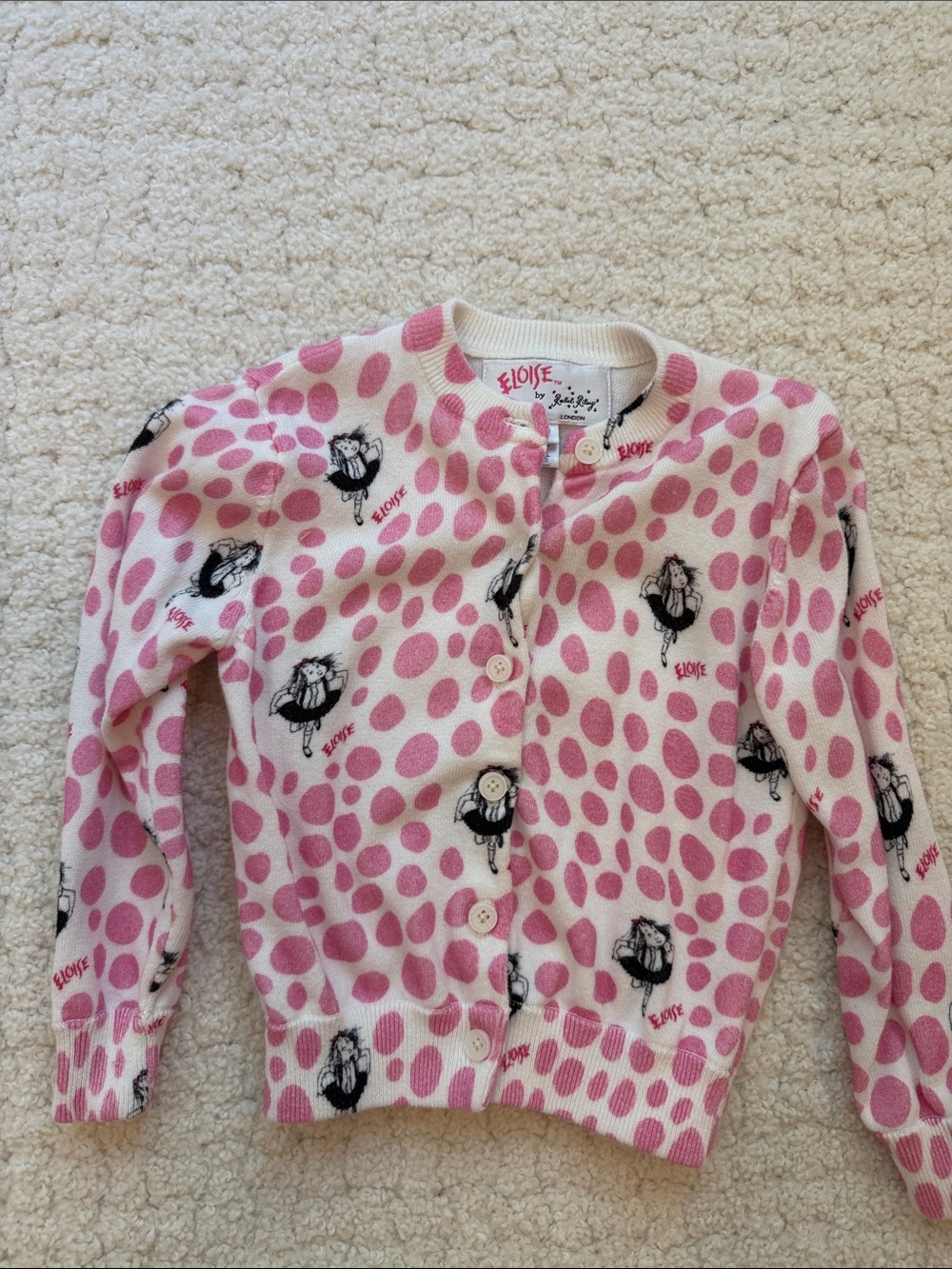 Rachel Riley Pink and White Polka Dot Eloise Cardigan